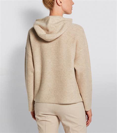 Sand Beige Wool And Cashmere Hoodie Jacket 